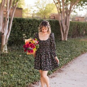 HILL HOUSE NORAH MINI DRESS MULTI BERRY CREPE SMALL